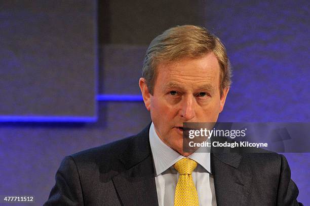 Irish Taoiseach Enda Kenny at the 24th British-Irish Council Summit at Dublin Castle on June 19, 2015 in Dublin, Ireland. The Council are meeting to...