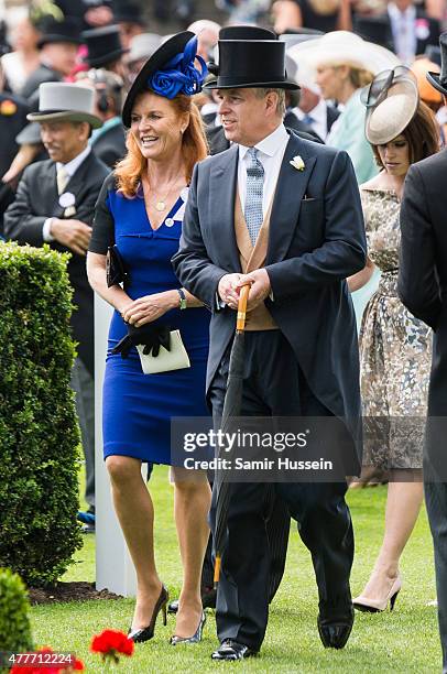 Sarah Ferguson and Prince Andrew, Duke of York attend day 4 of Royal Ascot at Ascot Racecourse on June 19, 2015 in Ascot, England.