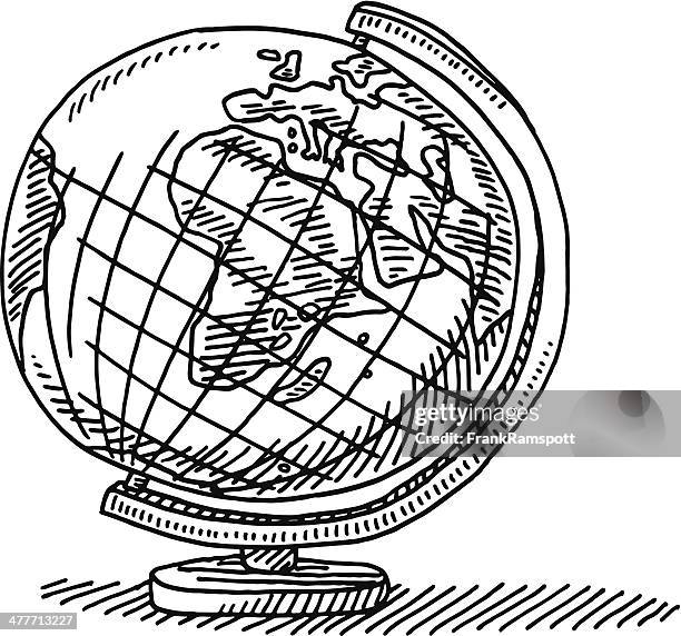 geography globe drawing - globe stand stock illustrations