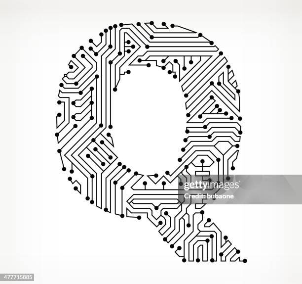 letter q circuit board on white background - letter board stock illustrations