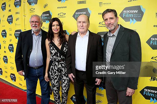 Bill Whittliff, Angie Cepeda, Robert Duvall and Emilio Aragon arrive for the premiere of the new film "A Night In Old Mexico" at the Paramount...