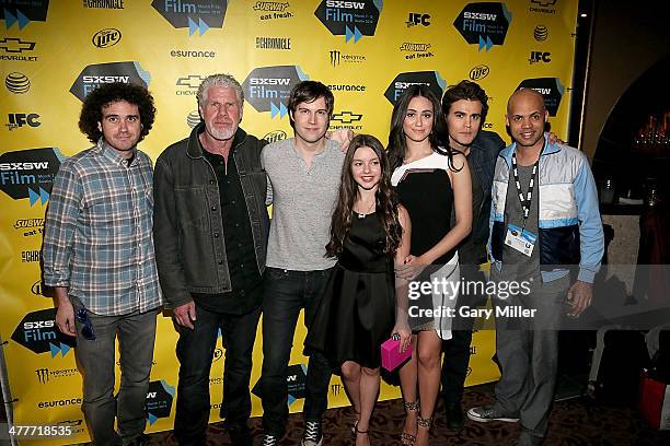 Terry Leonard, Ron Perlman, Shawn Christensen, Fatima Ptacek, Emmy Rossum, Paul Wesley and Damon Russell arrive for the premiere of the new film...