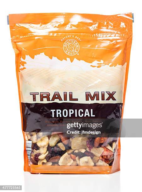southern grove tropical trail mix package - dried fruit stock pictures, royalty-free photos & images
