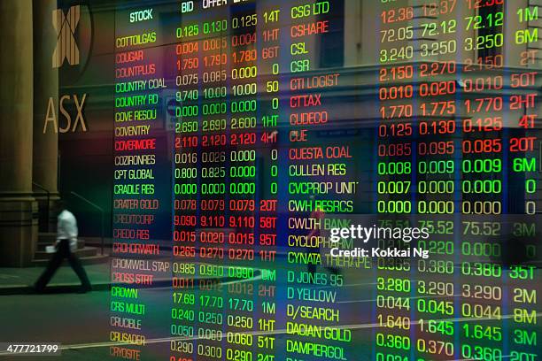 australische securities exchange (asx) - aktienschein stock-fotos und bilder