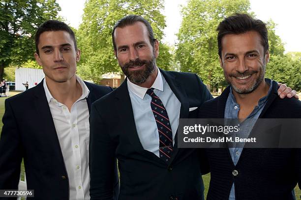Alex Gonzalez, Doug Conklyn and Baris Kilic attend the Flannels for Heroes charity cricket match and garden party hosted by menswear brand Dockers at...