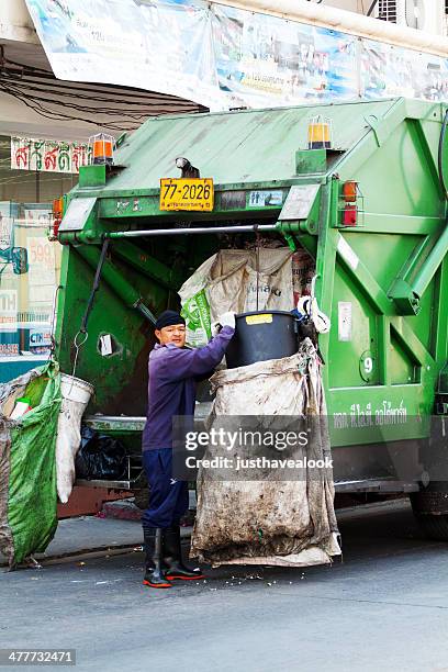 garbage collection in bangkok - sanitation worker stock pictures, royalty-free photos & images