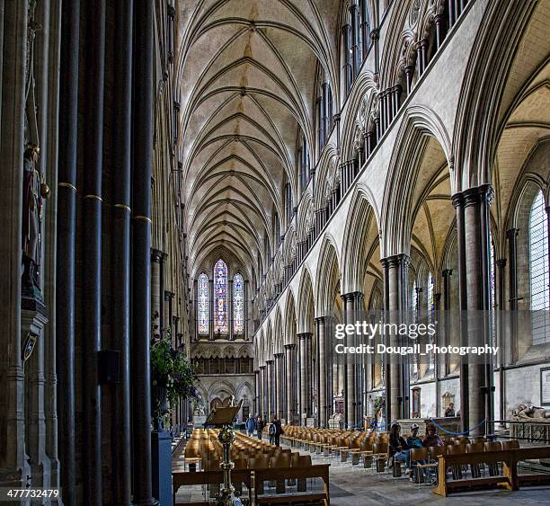 interior of salisbury cathedral, wiltshire, uk. - salisbury cathedral stock pictures, royalty-free photos & images