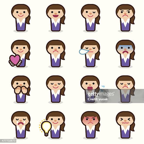 business woman emoticons - 3 wise monkeys emoji stock illustrations