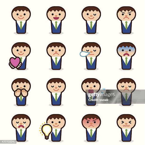 businessman emoticons - 3 wise monkeys emoji stock illustrations