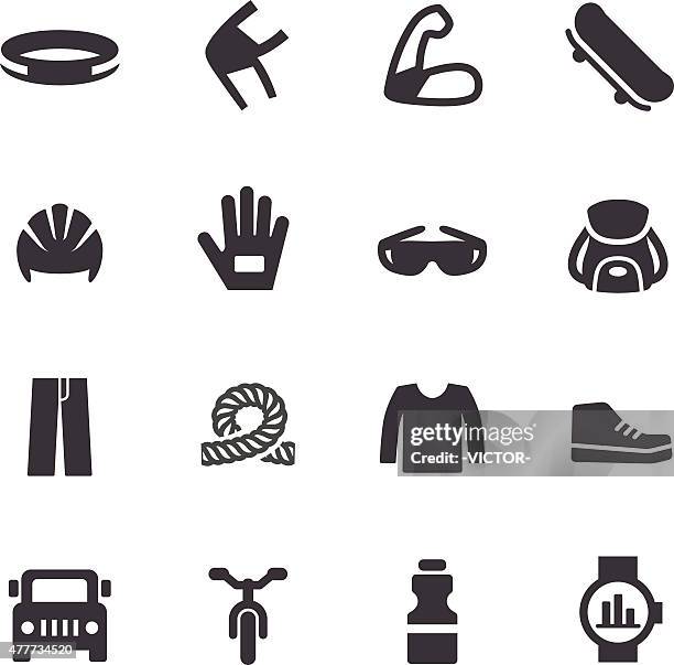 extreme sports equipment icons - acme series - elbow pad stock illustrations