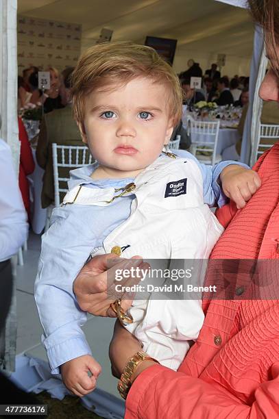 Wilbur Heron-Silverton attends the Flannels for Heroes charity cricket match and garden party hosted by menswear brand Dockers at Burtons Court on...