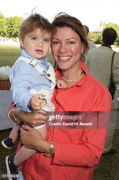 Kate Silverton and her son Wilbur attend the Flannels for Heroes charity cricket match and garden party hosted by menswear brand Dockers at Burtons...