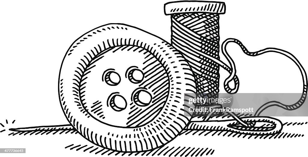 Button Sewing Kit Drawing High-Res Vector Graphic - Getty Images