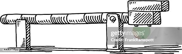 ilustraciones, imágenes clip art, dibujos animados e iconos de stock de barrera de carretera cerrada dibujo - stop sign pole