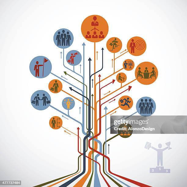 illustrations, cliparts, dessins animés et icônes de abstrait arbre de leadership - stage entreprise