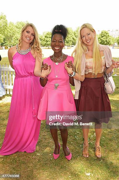 Lady Kitty Spencer, Floella Benjamin and Belinda deLucy McKeeve attend the Flannels for Heroes charity cricket match and garden party hosted by...