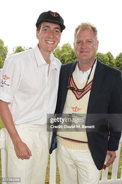 Oliver Phelps and Mowbray Jackson attend the Flannels for Heroes charity cricket match and garden party hosted by menswear brand Dockers at Burtons...