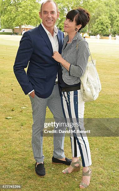 Lysette Anthony and a guest attend the Flannels for Heroes charity cricket match and garden party hosted by menswear brand Dockers at Burtons Court...