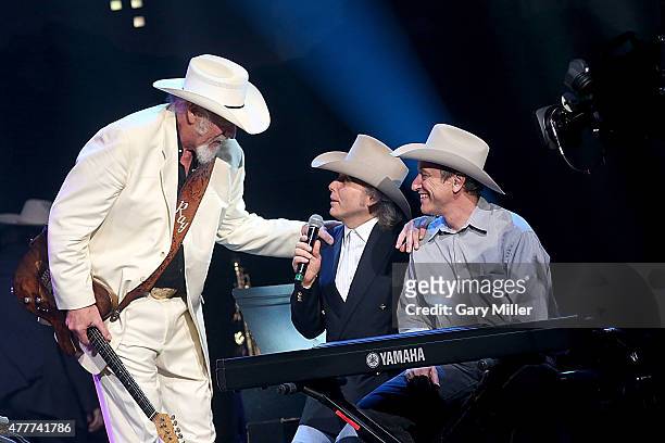Ray Benson, Dwight Yoakam and Floyd Domino perform during the 2015 Austin City Limits Hall of Fame Induction and Concert at ACL Live on June 18, 2015...