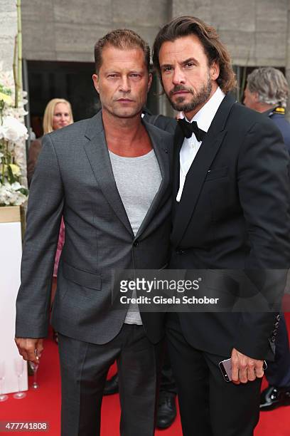 Stephan Luca and Til Schweiger arrive for the German Film Award 2015 Lola at Messe Berlin on June 19, 2015 in Berlin, Germany.