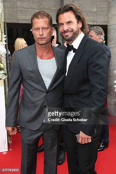 Stephan Luca and Til Schweiger arrive for the German Film Award 2015 Lola at Messe Berlin on June 19, 2015 in Berlin, Germany.
