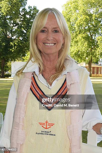 Susan George attends the Flannels for Heroes charity cricket match and garden party hosted by menswear brand Dockers at Burtons Court on June 19,...