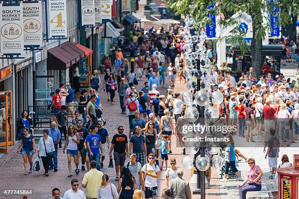 faneuil hall marketplace - eating in crowded restaurant stock pictures, royalty-free photos & images