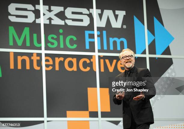 Personality Adam Savage speaks onstage at "The Maker Age: Enlightened Views On Science & Art" during the 2014 SXSW Music, Film + Interactive Festival...