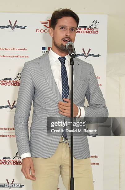 Stephen Bowman attends the Flannels for Heroes charity cricket match and garden party hosted by menswear brand Dockers at Burton's Court on June 19,...