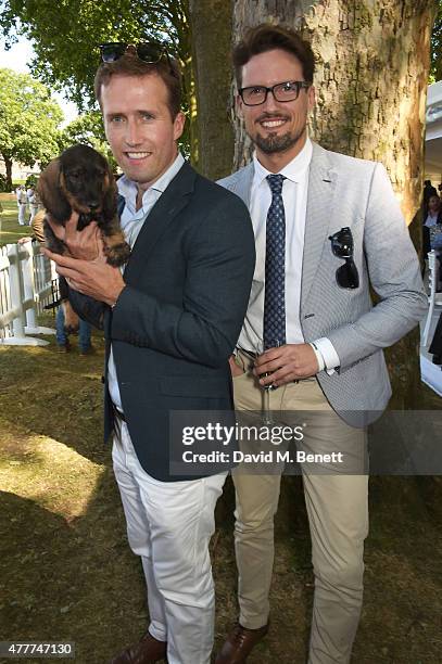Humphrey Berney and Stephen Bowman attend the Flannels for Heroes charity cricket match and garden party hosted by menswear brand Dockers at Burton's...