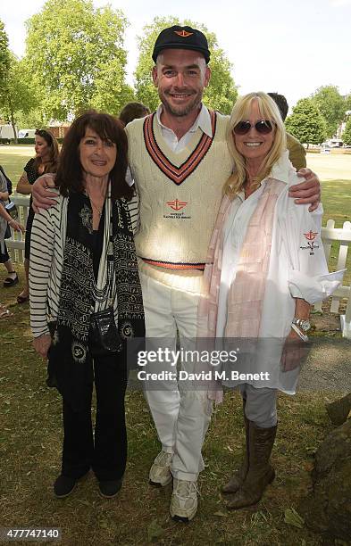 Joe Sims , Susan George and guest attend the Flannels for Heroes charity cricket match and garden party hosted by menswear brand Dockers at Burton's...