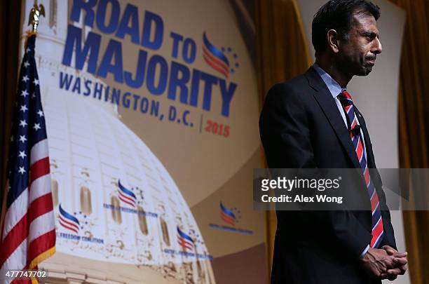 Louisiana Governor Bobby Jindal speaks during the "Road to Majority" conference June 19, 2015 in Washington, DC. Conservatives gathered at the annual...