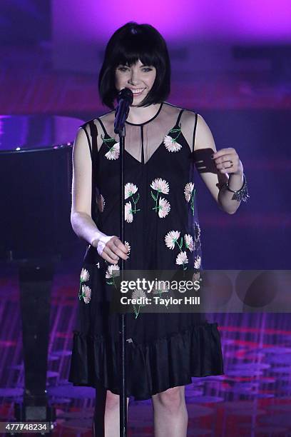 Carly Rae Jepsen performs during the Songwriters Hall Of Fame 46th Annual Induction And Awards at Marriott Marquis Hotel on June 18, 2015 in New York...