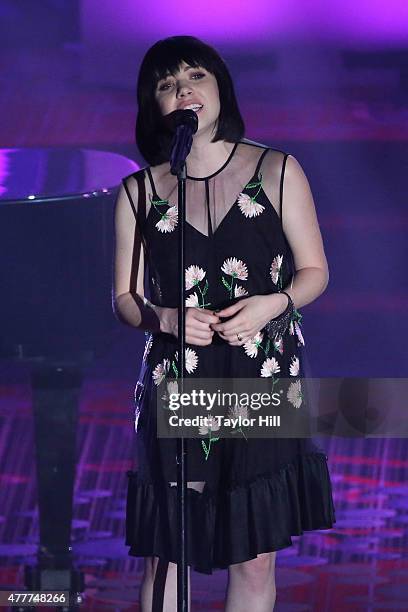 Carly Rae Jepsen performs during the Songwriters Hall Of Fame 46th Annual Induction And Awards at Marriott Marquis Hotel on June 18, 2015 in New York...