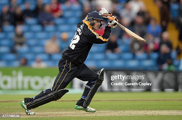 Glenn Maxwell of Yorkshire bats during the NatWest T20 Blast match between Yorkshire and Nottinghamshire at Headingley on June 19, 2015 in Leeds,...