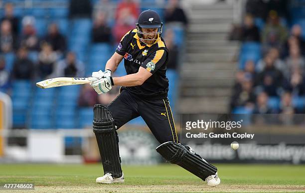 Andrew Gale of Yorkshire bats during the NatWest T20 Blast match between Yorkshire and Nottinghamshire at Headingley on June 19, 2015 in Leeds,...