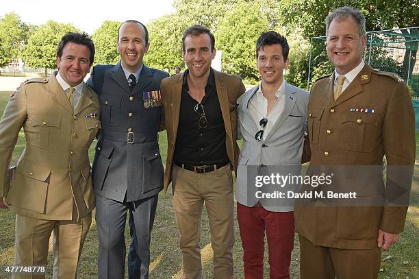 Matthew Lewis and guests attend the Flannels for Heroes charity cricket match and garden party hosted by menswear brand Dockers at Burtons Court on...