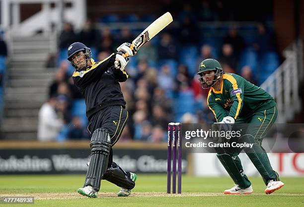 Glenn Maxwell of Yorkshire bats during the NatWest T20 Blast match between Yorkshire and Nottinghamshire at Headingley on June 19, 2015 in Leeds,...