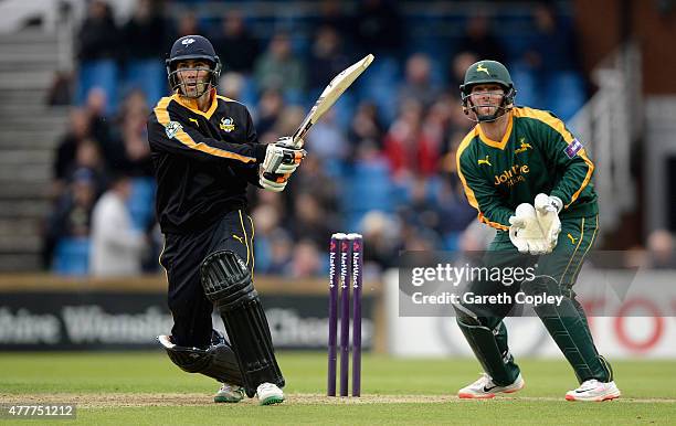 Glenn Maxwell of Yorkshire bats during the NatWest T20 Blast match between Yorkshire and Nottinghamshire at Headingley on June 19, 2015 in Leeds,...