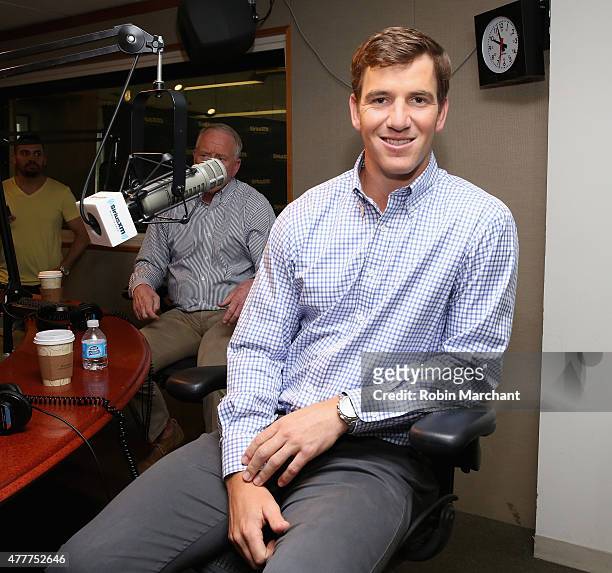 Eli Manning visits at SiriusXM Studios on June 19, 2015 in New York City.