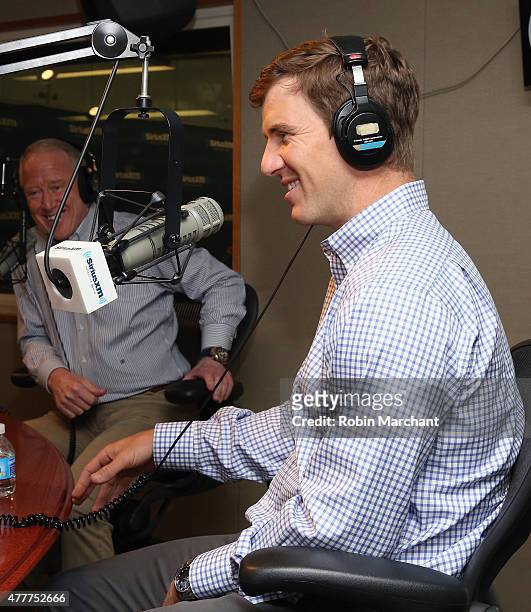 Eli Manning visits at SiriusXM Studios on June 19, 2015 in New York City.