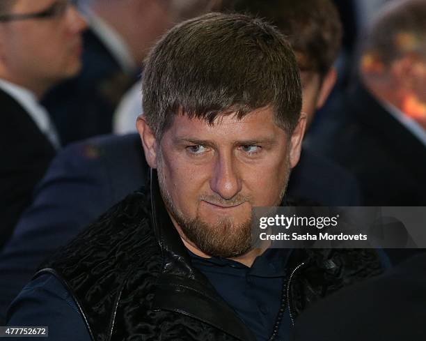 Chechen President Ramzan Kadyrov attends the plenary session of the St. Petersburg Economic Forum in June 19, 2015 in Saint Petersburg, Russia....