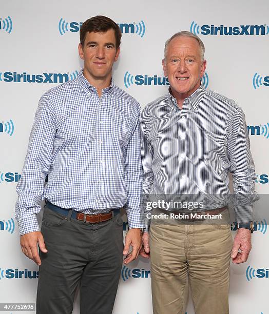 Eli Manning and Archie Manning visit at SiriusXM Studios on June 19, 2015 in New York City.