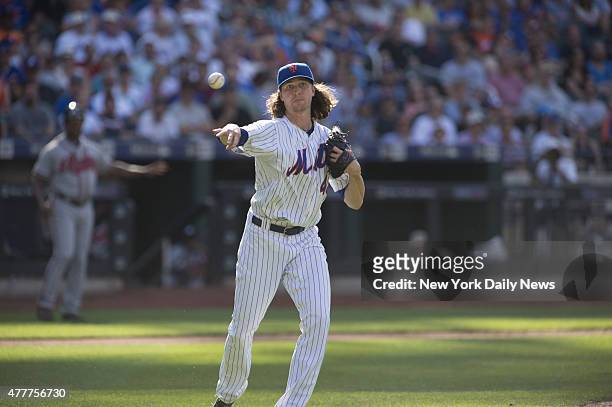 New York Mets starting pitcher Jacob deGrom . New York Mets vs Atlanta Braves @ Citi Field