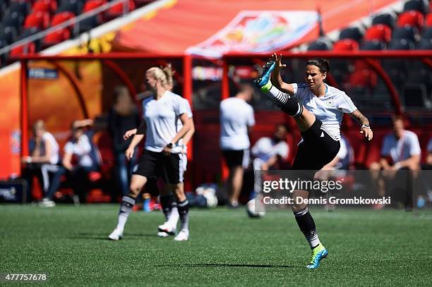 Dzsenifer Marozsan of Germany practices during a training session at Lansdowne Stadium on June 19, 2015 in Ottawa, Canada.