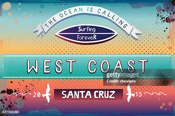 grunge horizontal background - santa cruz california stock illustrations