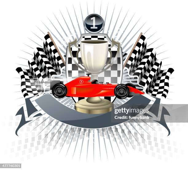 winner shield - go karting stock illustrations