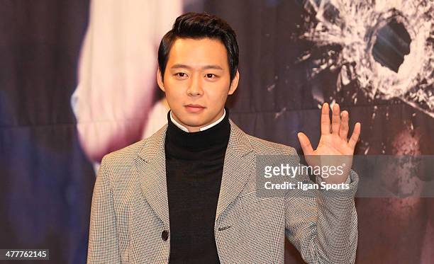 Park Yoo-Chun of JYJ attends the SBS drama 'Three Days' press conference at Imperial Palace on February 26, 2014 in Seoul, South Korea.
