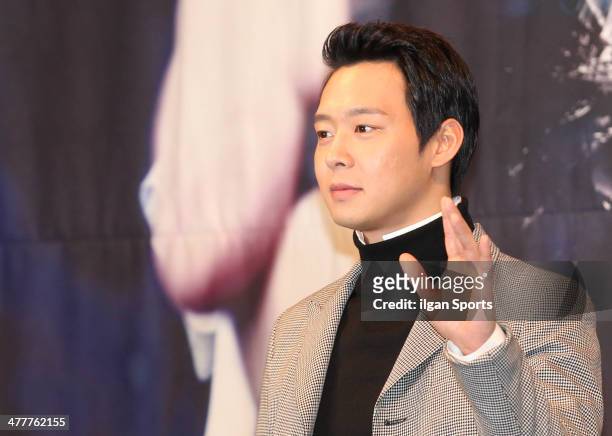 Park Yoo-Chun of JYJ attends the SBS drama 'Three Days' press conference at Imperial Palace on February 26, 2014 in Seoul, South Korea.