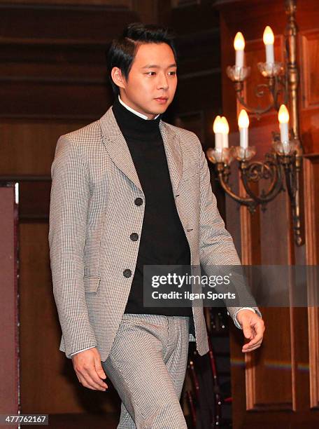 Park Yoo-Chun of JYJ attends the SBS drama 'Three Days' press conference at Imperial Palace on February 26, 2014 in Seoul, South Korea.